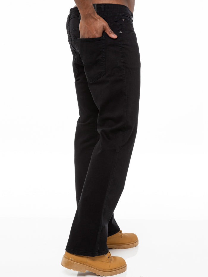 EZ401 Designer Mens Black Bootcut Denim Jeans  | Enzo Designer Menswear ENZO RAWDENIM