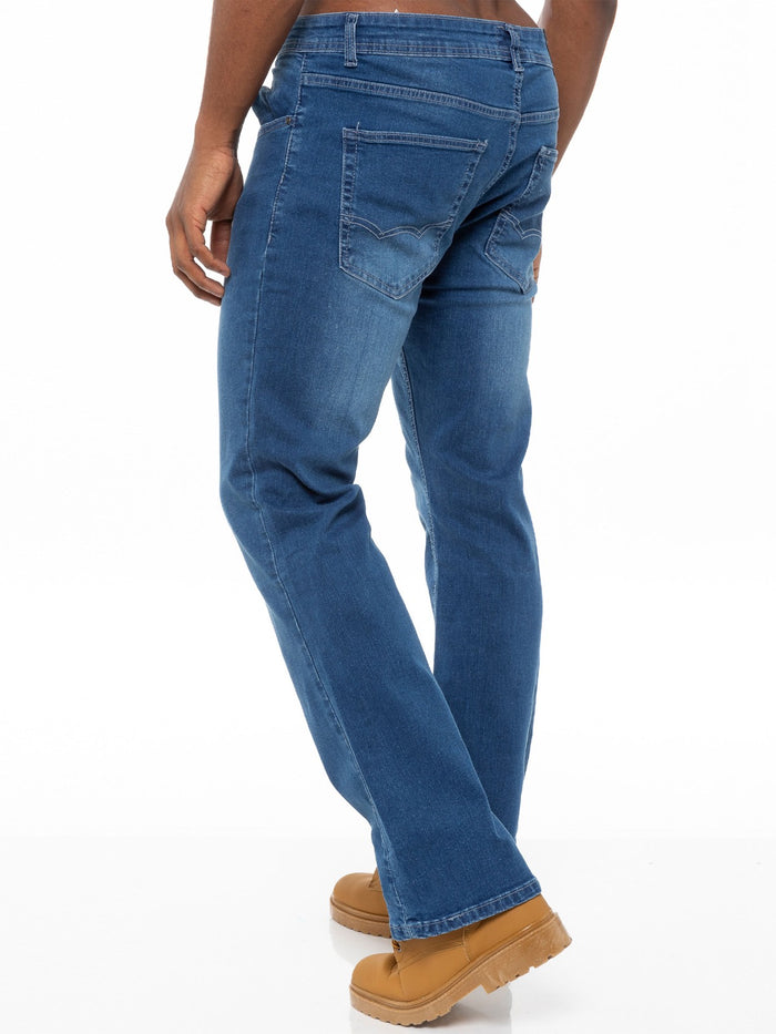 EZ401 Designer Mens Light Blue Bootcut Denim Jeans  | Enzo Designer Menswear ENZO RAWDENIM