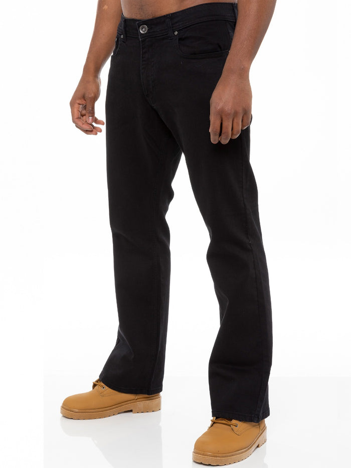 EZ401 Designer Mens Black Bootcut Denim Jeans  | Enzo Designer Menswear ENZO RAWDENIM