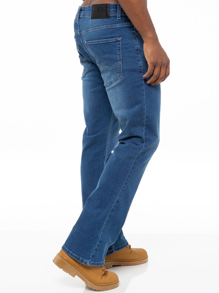 EZ401 Designer Mens Light Blue Bootcut Denim Jeans  | Enzo Designer Menswear ENZO RAWDENIM
