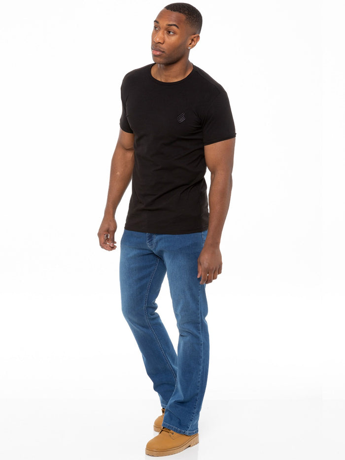 EZ401 Designer Mens Light Blue Bootcut Denim Jeans  | Enzo Designer Menswear ENZO RAWDENIM