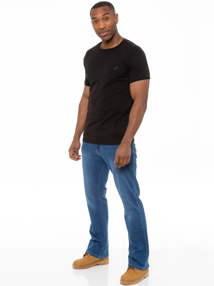 EZ401 Designer Mens Light Blue Bootcut Denim Jeans  | Enzo Designer Menswear ENZO RAWDENIM