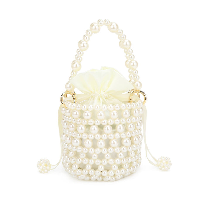 DESTINY Mini Top Handle Faux Pearl Bucket Bag with Strap