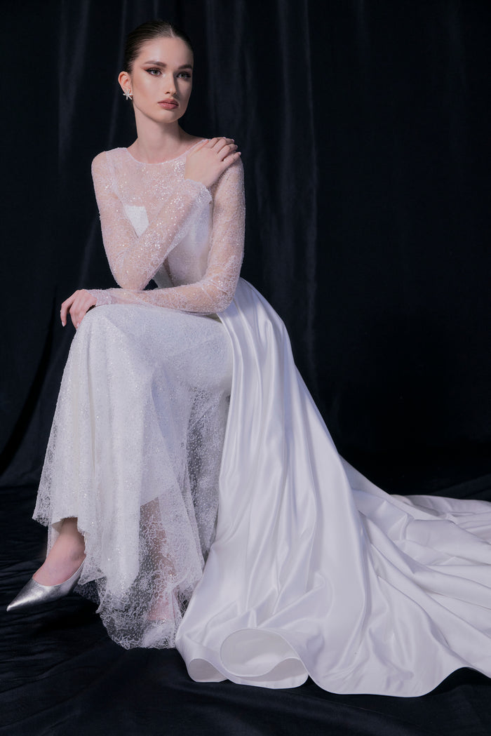 Detachable Satin Skirt Victoria With Long Train