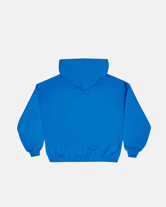 DRIVEN ZIP HOODIE BLUE - blue oversized zip-up hoodie, back view - Cold Culture