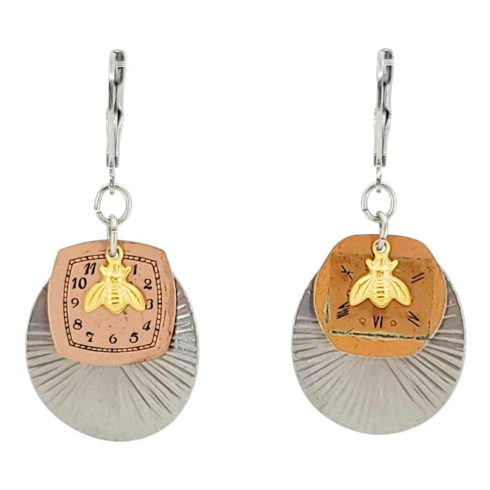 Earrings - Bees Waste No Time Watch Faces (Stainless Steel) by Christine Stoll