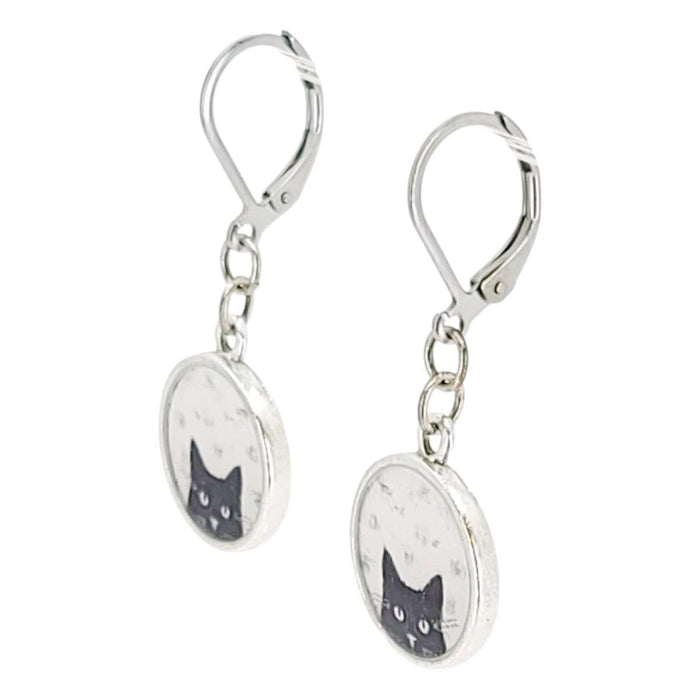 Earrings - Black Cat Resin Dangles (Stainless Steel) by Christine Stoll