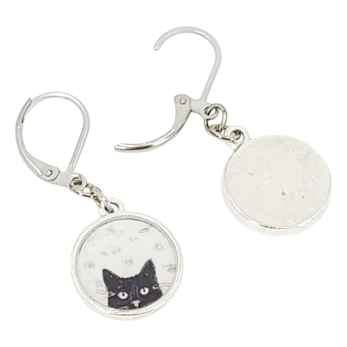 Earrings - Black Cat Resin Dangles (Stainless Steel) by Christine Stoll