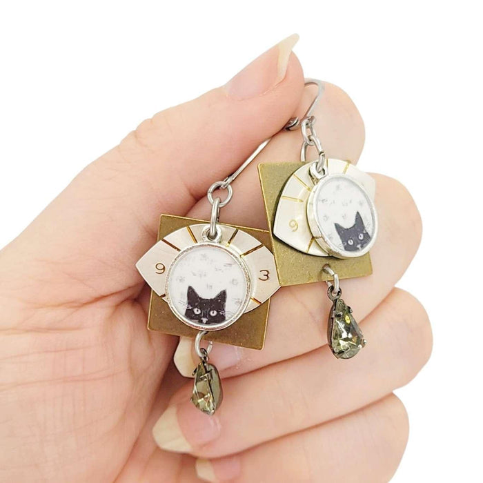 Earrings - Cat Eyes Watch Dials (Stainless Steel) by The Handmade Showroom