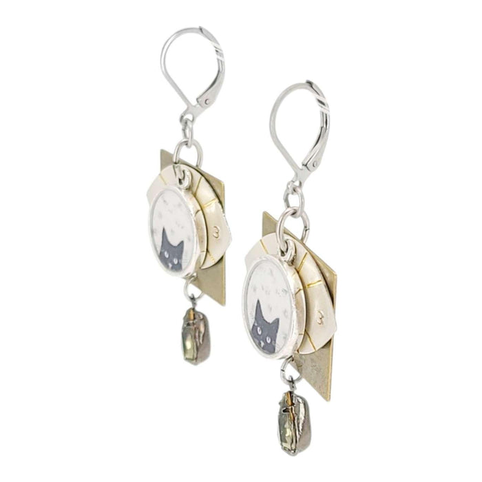 Earrings - Cat Eyes Watch Dials (Stainless Steel) by The Handmade Showroom