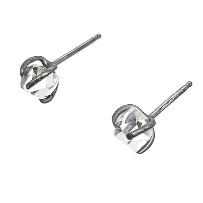 Earrings - Classic 5-6mm Herkimer Studs in Oxidized Sterling Silver by Storica Studio
