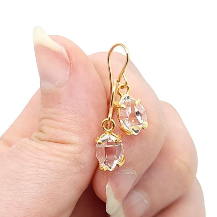 Earrings - Classic Herkimer Drops in Yellow Gold Vermeil by Storica Studio