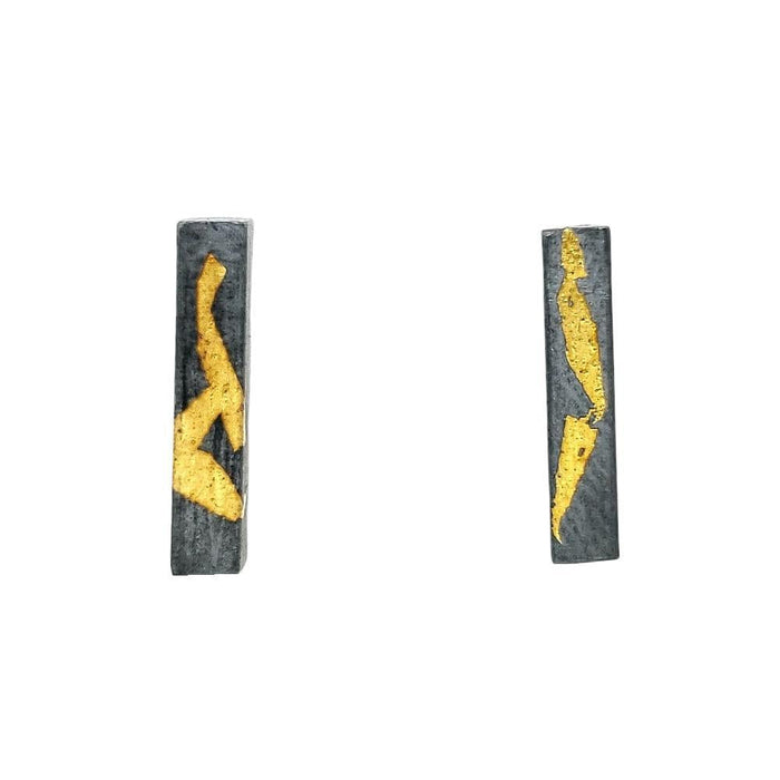 SAE1GS $75 - 24k/Oxi Sterling Golden Bar Stud Earrings