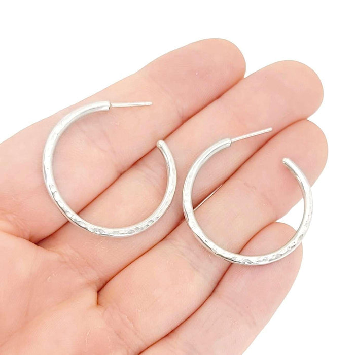 Earrings - Hammered Hoops (Sterling Silver) by imakecutestuff