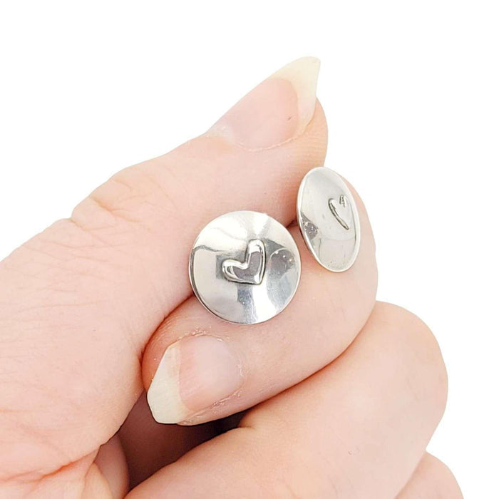 Earrings - Heart Dome Studs (Sterling Silver) by imakecutestuff