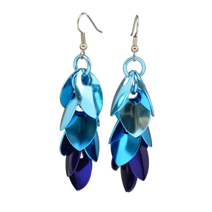 Earrings - Long Feather Cascade (Chicago Blues) by Rebeca Mojica