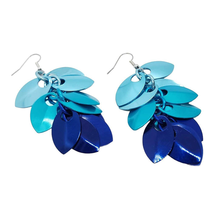 Earrings - Long Feather Cascade (Chicago Blues) by Rebeca Mojica