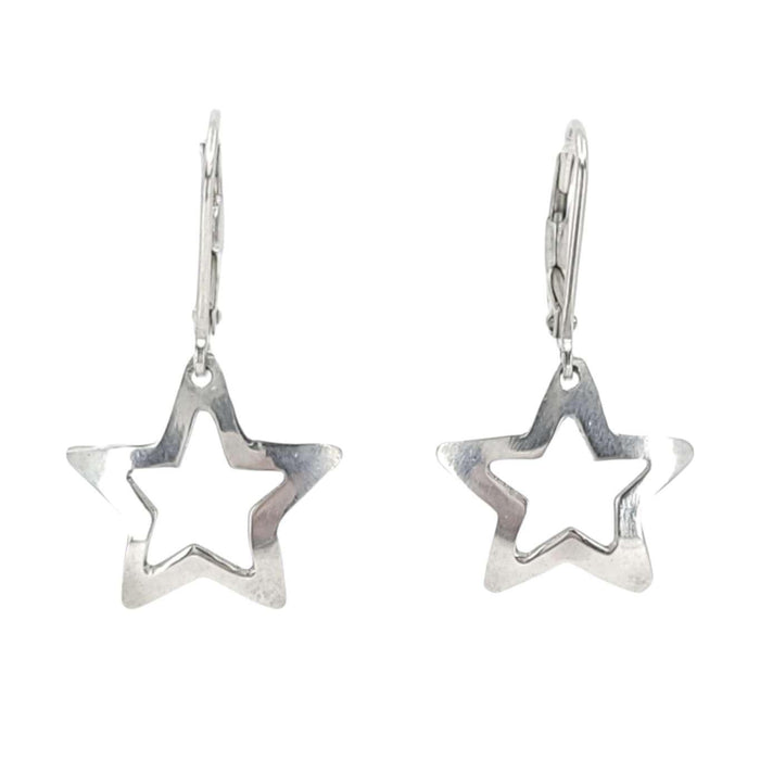 Earrings - Medium Cutout Star Drops (Sterling Silver) by imakecutestuff