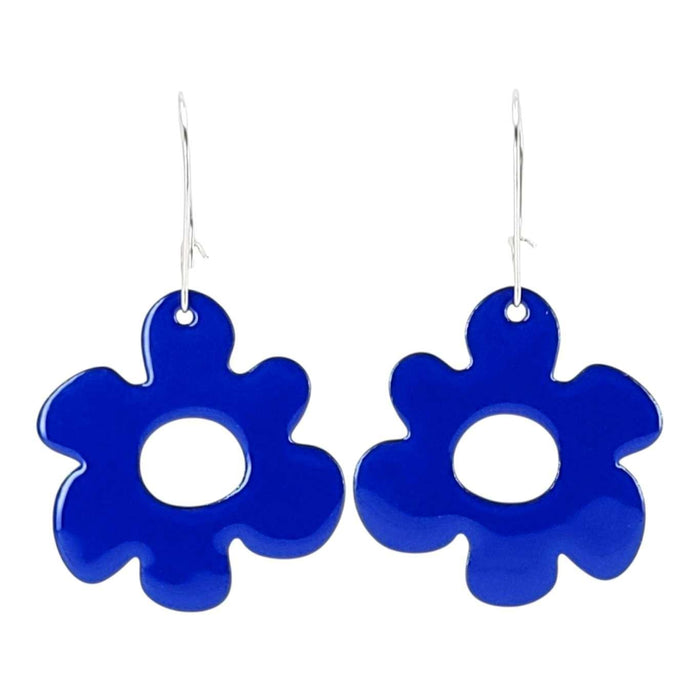 Earrings - Open Mod Flower (Solid Blue) by Magpie Mouse Studios
