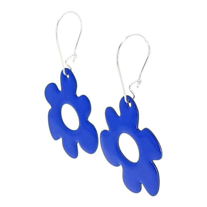 Earrings - Open Mod Flower (Solid Blue) by Magpie Mouse Studios