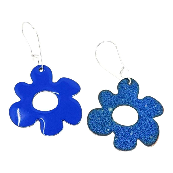Earrings - Open Mod Flower (Solid Blue) by Magpie Mouse Studios