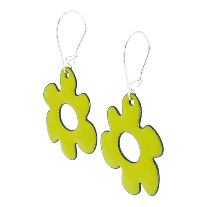 Earrings - Open Mod Flower (Solid Green) by Magpie Mouse Studios