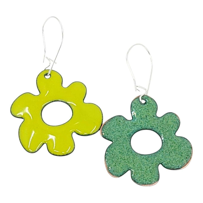Earrings - Open Mod Flower (Solid Green) by Magpie Mouse Studios