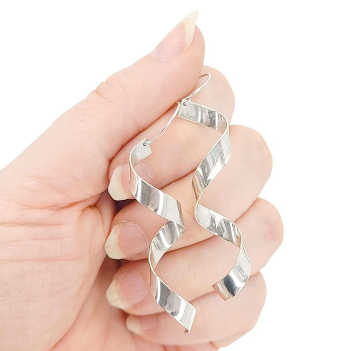 Earrings - Ribbon Spiral Dangles (Sterling Silver) by imakecutestuff