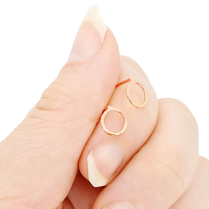 Earrings - Shine Tiny Open Circle Studs (Assorted Metals) by Foamy Wader