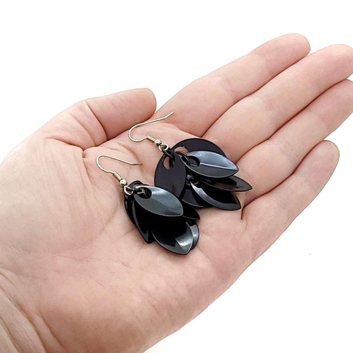 Earrings - Short Leafy Cascade (Black) by Rebeca Mojica