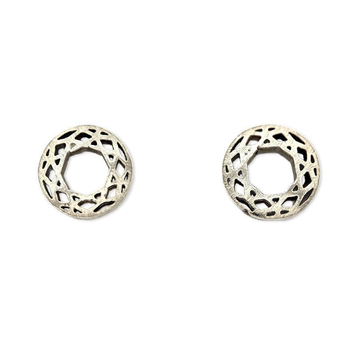 Earrings - Small Brilliant Cut Shiny Sterling Posts by La Objeteria