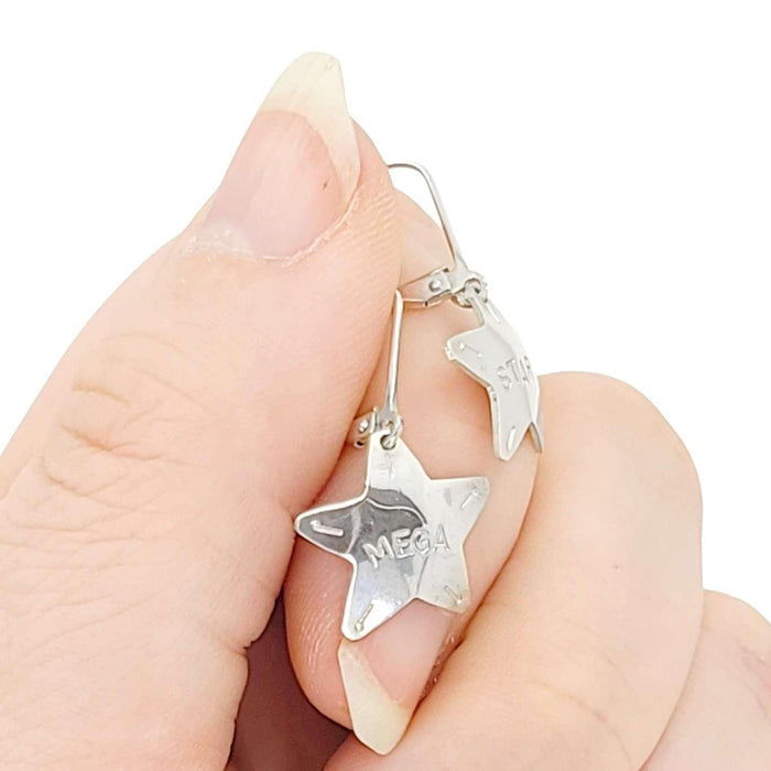 Earrings - Small MEGA STAR Drops (Sterling Silver) by imakecutestuff
