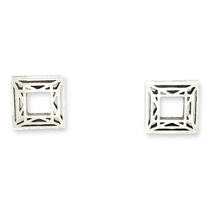 Earrings - Small Princess Cut Shiny Sterling Posts by La Objeteria