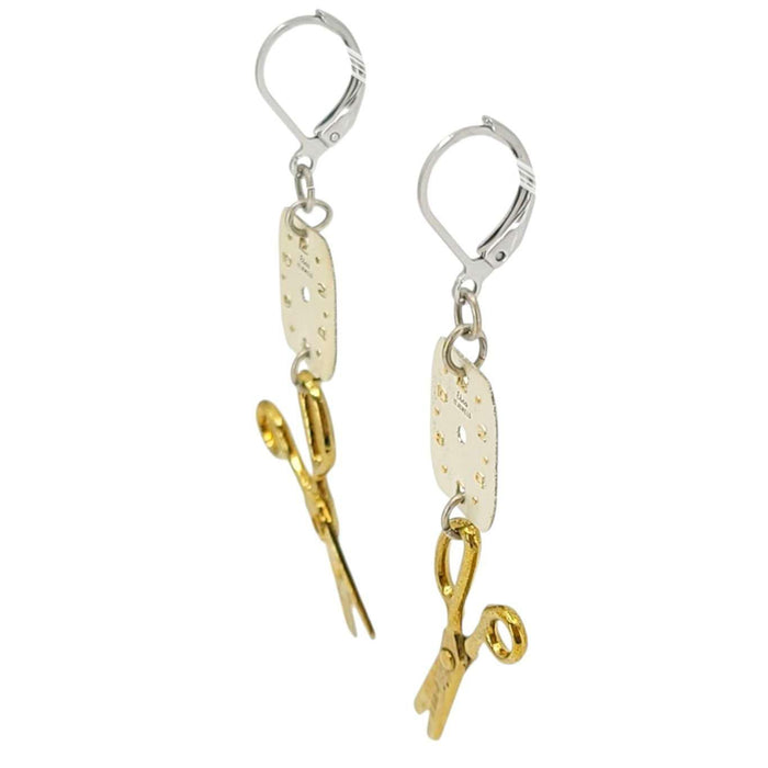 Earrings - Tiny Tools Scissors Watch Dials by Christine Stoll Studio