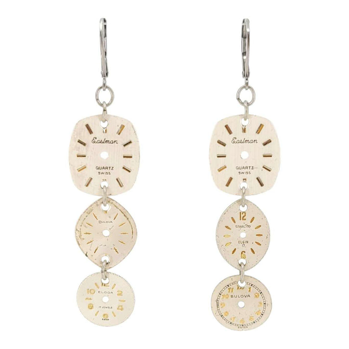 Earrings - Watch Dial Trio - Stainless Steel by Christine Stoll Studio