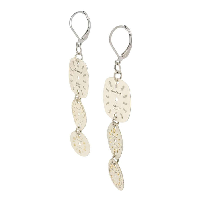 Earrings - Watch Dial Trio - Stainless Steel by Christine Stoll Studio