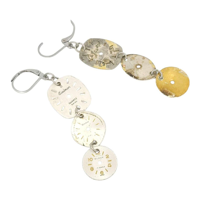 Earrings - Watch Dial Trio - Stainless Steel by Christine Stoll Studio