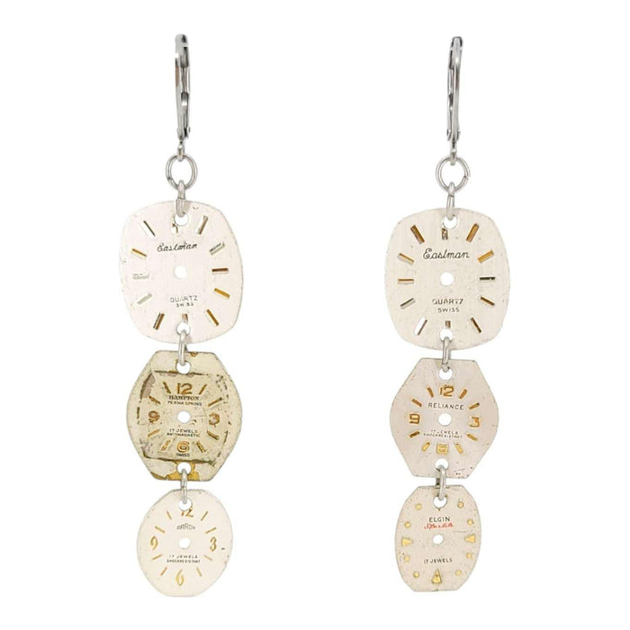 Earrings - Watch Dial Trio - Stainless Steel by Christine Stoll Studio