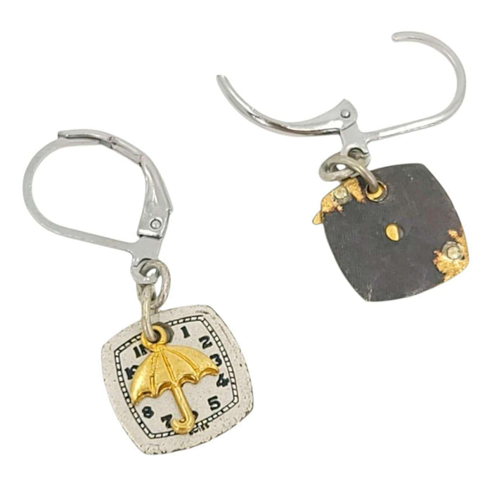 Earrings - Watch Dial Umbrella Stainless Steel by Christine Stoll | Altered Relics