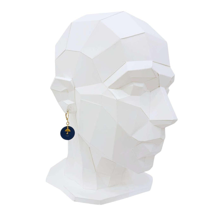 Earrings - Watch Dials - Gold Umbrella on Navy Round (GP Brass) by Christine Stoll