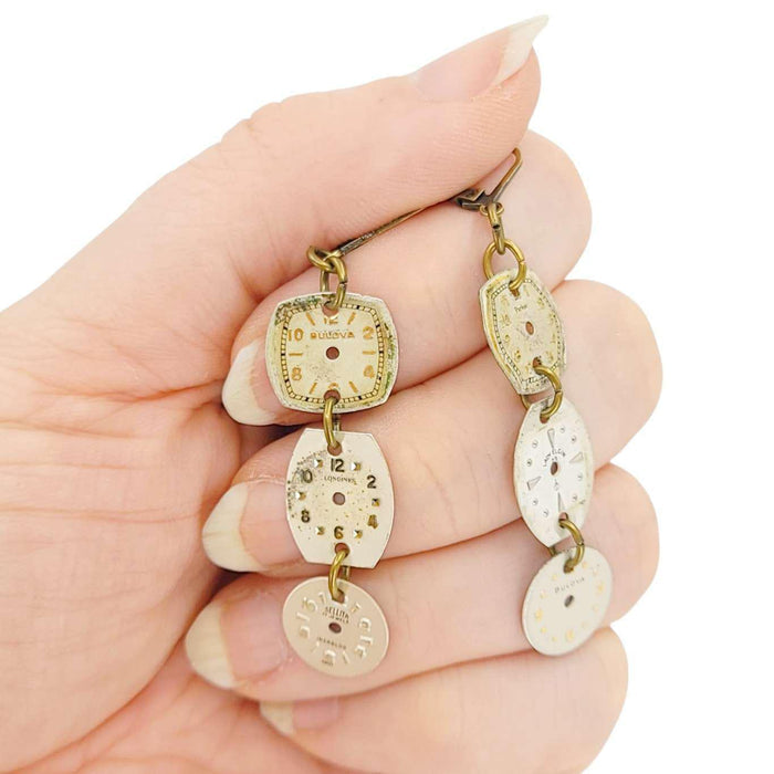Earrings - Watch Dials Trio - Antiqued Brass by Christine Stoll