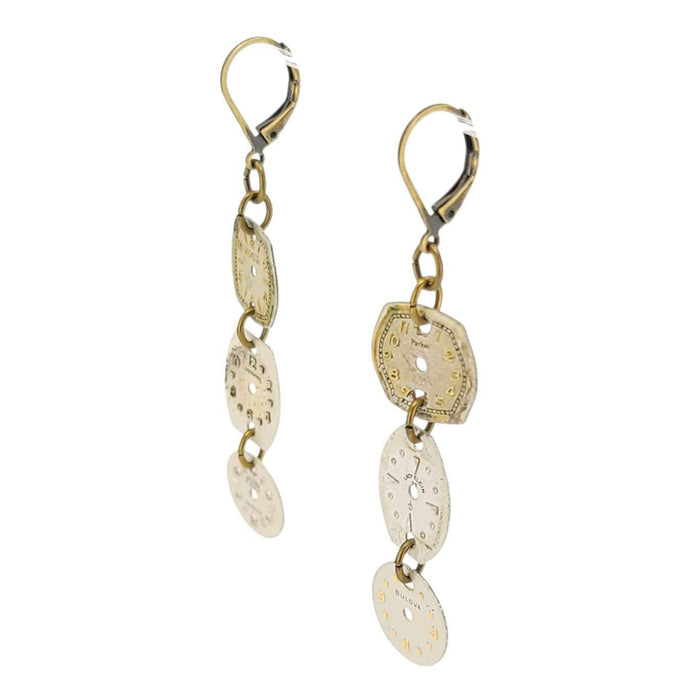 Earrings - Watch Dials Trio - Antiqued Brass by Christine Stoll