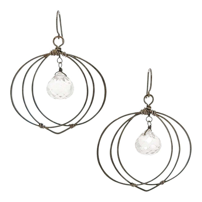 Earrings - Wide Flower Frames (Quartz) by Calliope Jewelry