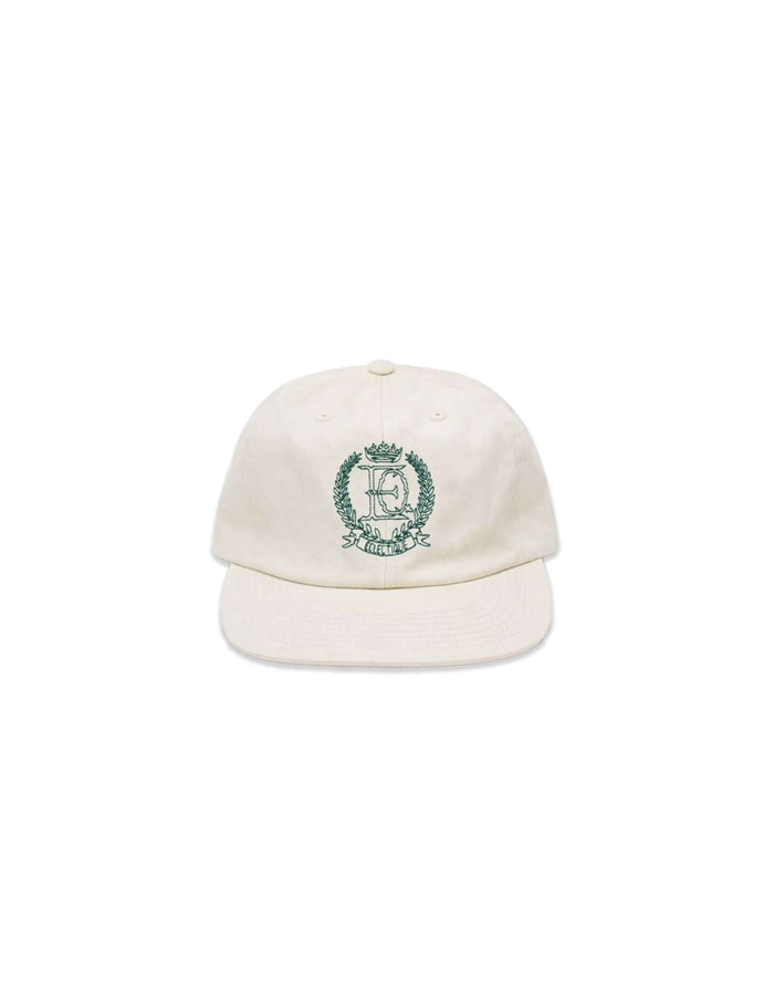 Off-white Éclectique crest embroidered dad hat shown from the front