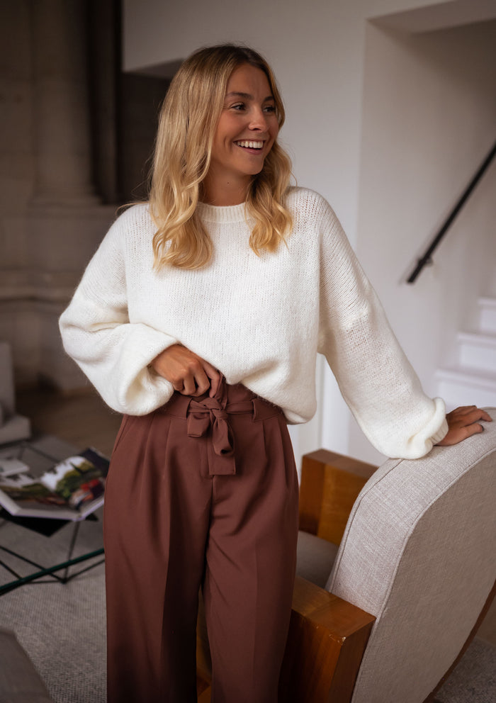 Ecru mohair-blend sweater
