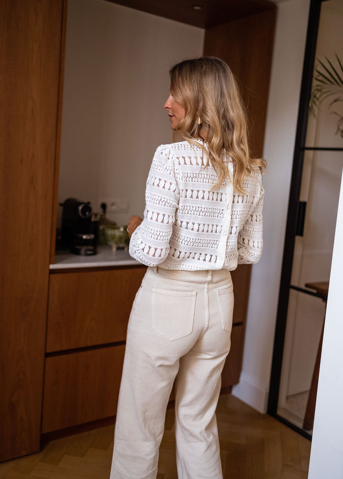 Ecru Pattie lace-embroidered blouse side view
