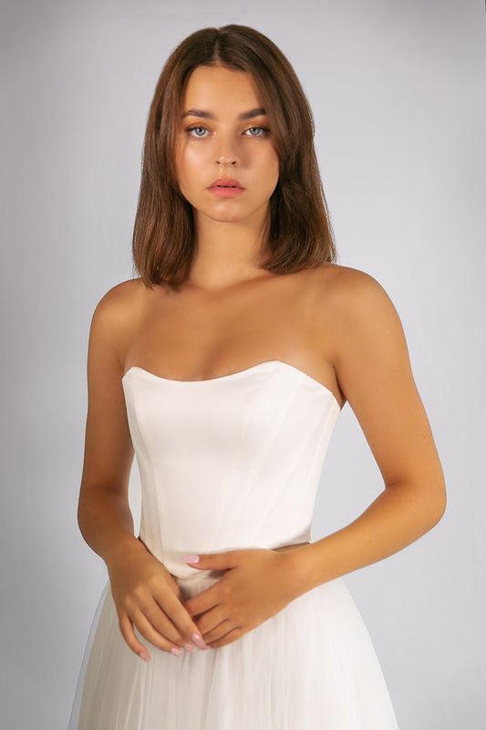 Elegant Bridal Satin Corset with Lace-Up Detail Adriana