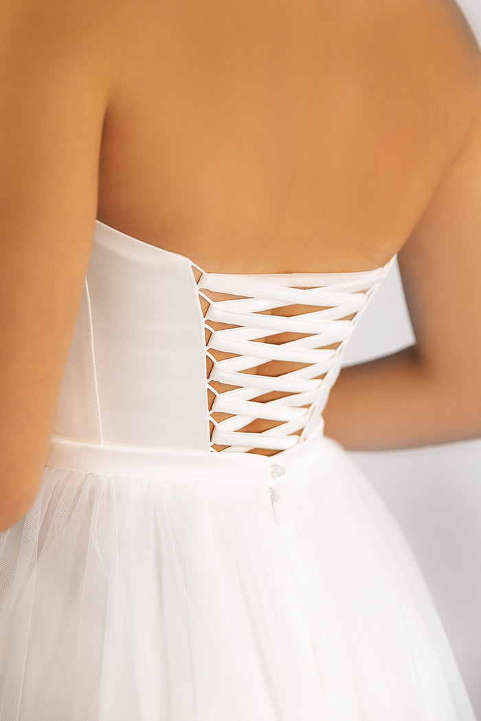 Elegant Bridal Satin Corset with Lace-Up Detail Adriana