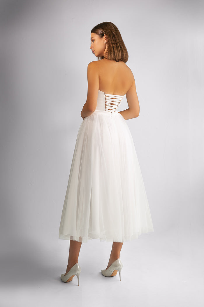 Elegant Bridal Satin Corset with Lace-Up Detail Adriana