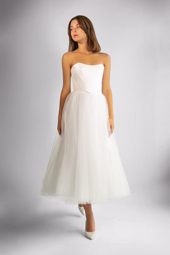 Elegant Bridal Satin Corset with Lace-Up Detail Adriana